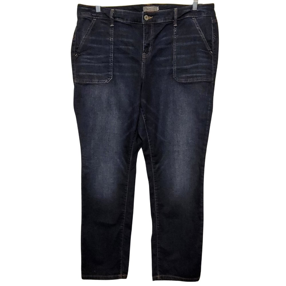 Torrid Womens Boyfriend Straight Jeans Vintage Stretch Dark Wash Size 20-22 Tall